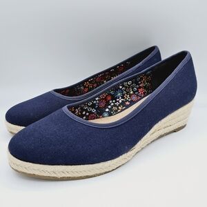 Life Stride Velocity 2.0 Karma Espadrille Wedges Slip-On Shoes in Navy Blue 9W
